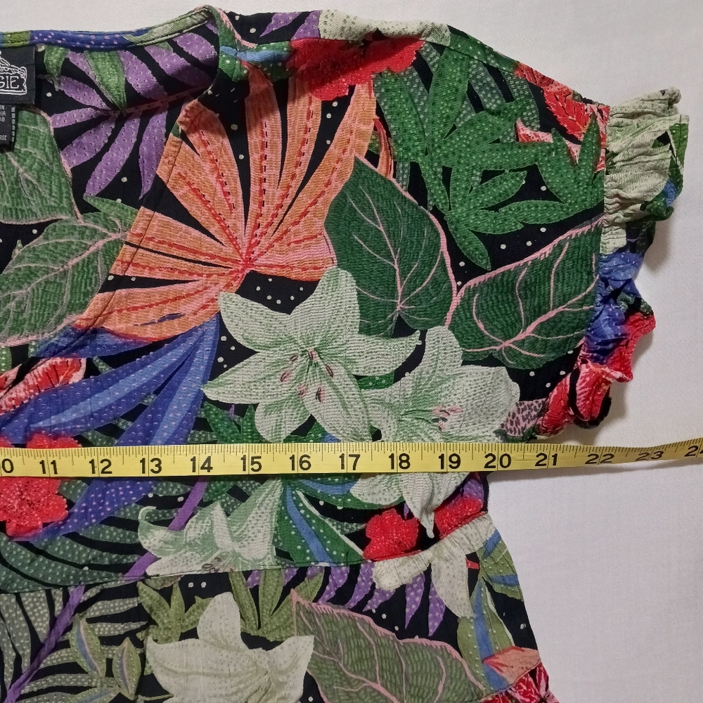 Angie Boho Multi Color Floral Print Tiered Ruffle Top Size L - Picture 5 of 8